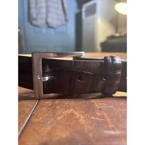 W. Kleinberg Embossed Croc Leather Belt Sz 40. Brushed Nickel Buckle NWOT